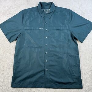 Game Guard Shirt Men Large Teal Green Short Sleeve Vented Fishing Outdoor Hiking